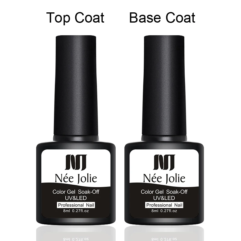 Base Top Nee Jolie, 8 мл, телесный цвет, серия, светодиодный гель для ногтей, замочить от УФ-Гель-лак для нейл-арта, Полупостоянный лак для ногтей, гель, 2 бутылки/набор - Цвет: Base Top