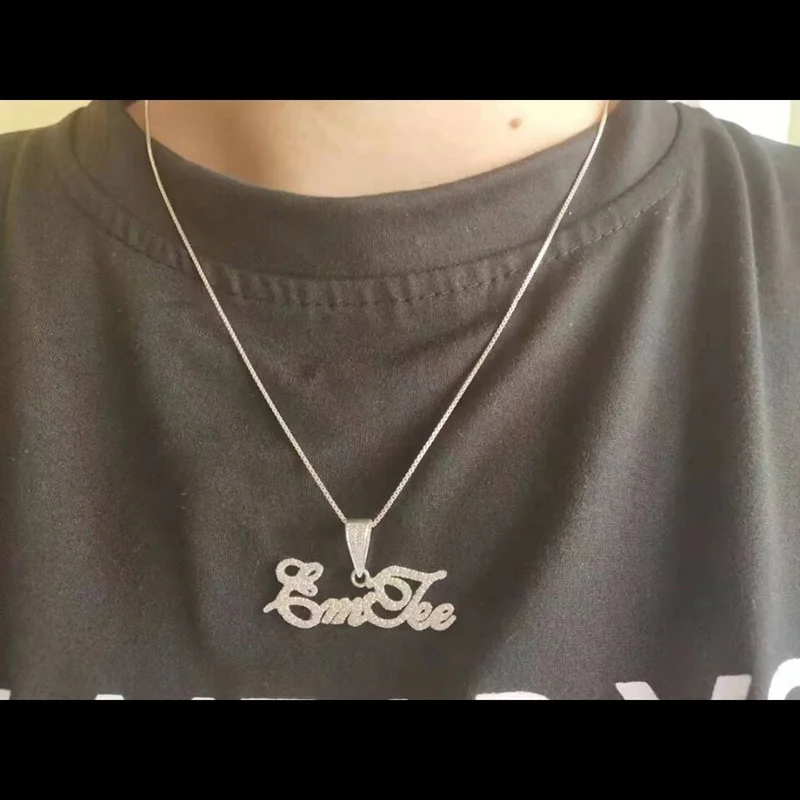 На заказ горизонтальная Золотая циркониевая табличка ожерелье женское с полными