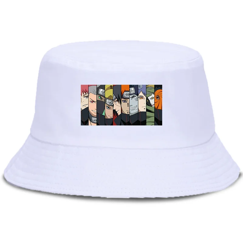 

Naruto Akatsuki Men Tops Sasuke Graphic Harajuku Male fishing Unisex bucket hat fisherman hat Japanese Anime