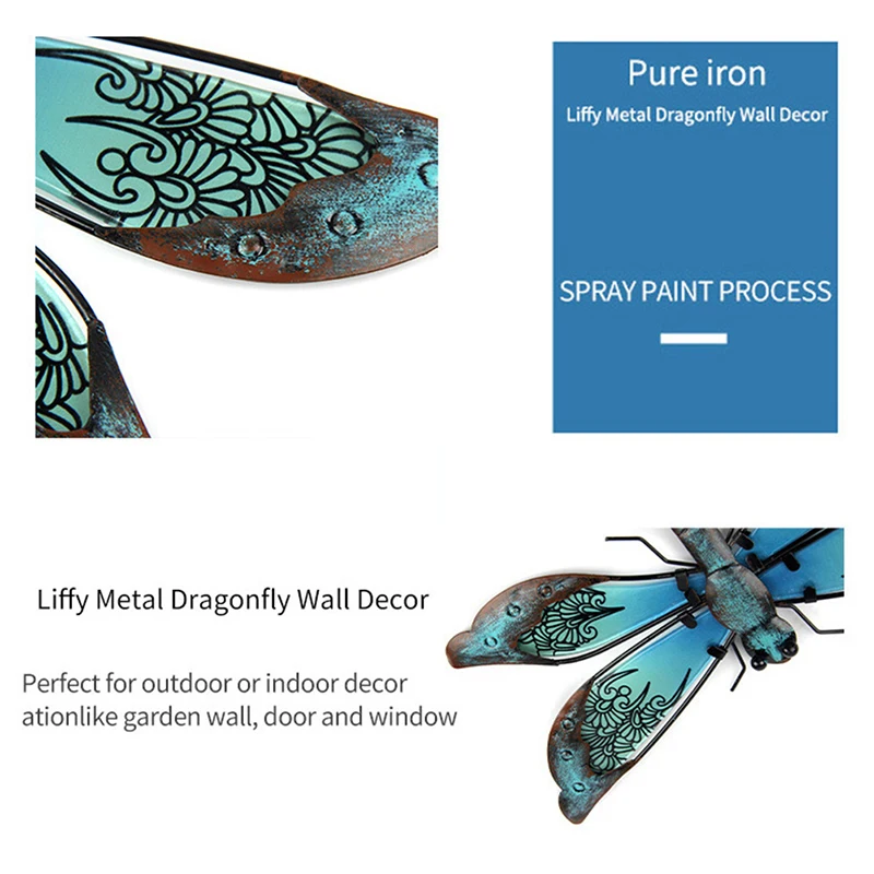 

Dragonfly Wall Hanging Metal Dragonfly Wall Artwork for Garden Decoration Miniaturas Animal Outdoor Statues Sculptures for Yard