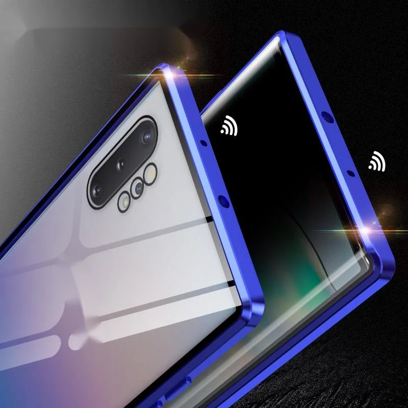 

Магнитный закаленное стекло, металлический чехол для телефона Samsung Galaxy Note 20 Ultra Note 20 8 9 10 Plus, противошпионский стеклянный чехол