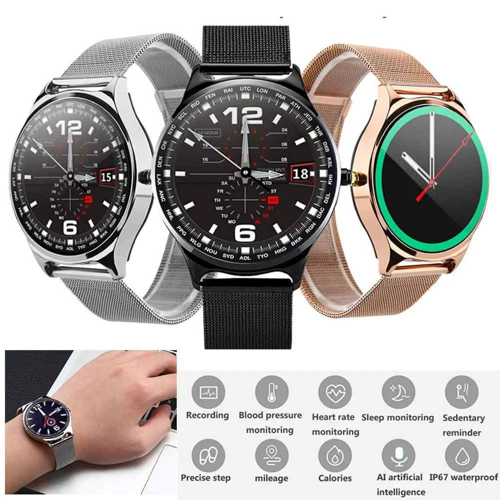 Умные часы из нержавеющей стали с Bluetooth спортивный фитнес-трекер мониторинг