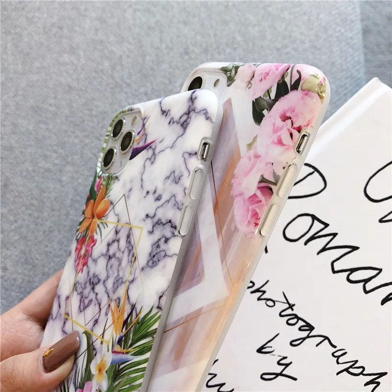 Lovebay мрамор ромб Цветы Живопись чехол для телефона iPhone 11 Pro X XS XR Max7 8 Plus