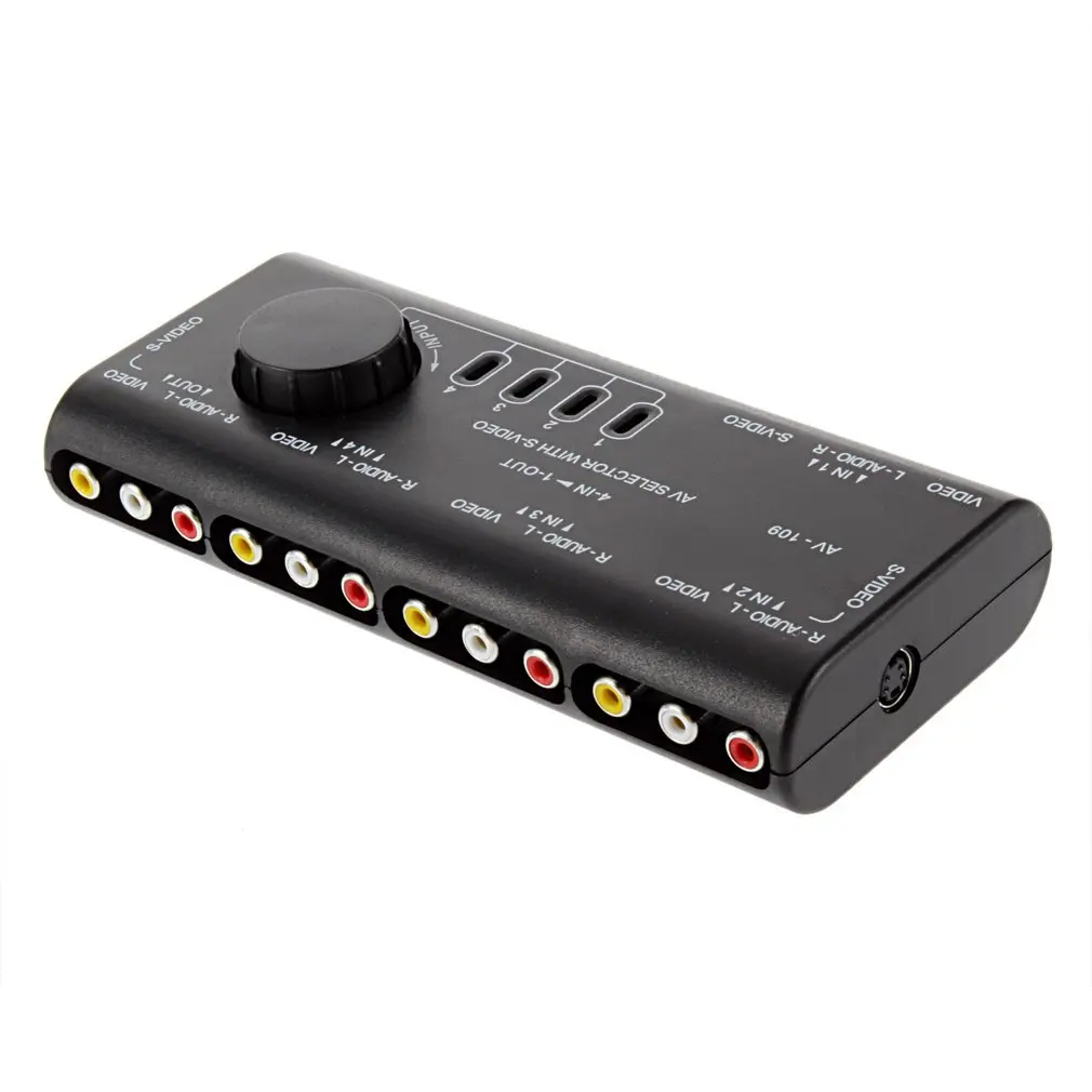 4 in 1 Out AV RCA Switch Box Audio Video Signal Switcher Splitter Way Selector with Cable For Television DVD VCD TV |