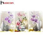 Huacan ваза, алмазная живопись, цветок, пион, Алмазная мозаика, вышивка, цветочная картина стразы, украшение для дома