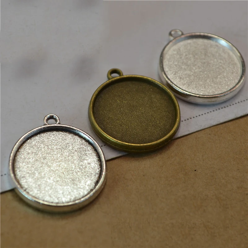 Пустой кулон из античной серебристой бронзы основа для кабошона камеи 20 мм 25
