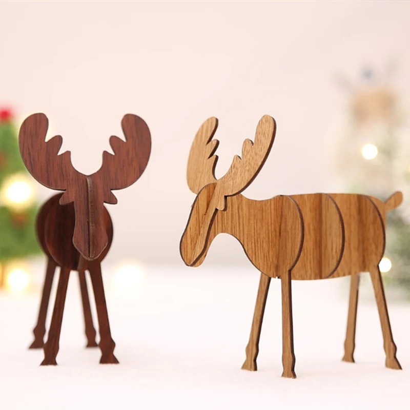 Malls Ornaments DIY Wooden Pendant Latest Table Tree Toy Festive Party Shopping New Year Elk Bars Deer Children Decorations | Дом и сад