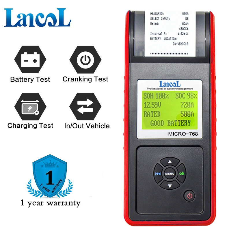 

Lancol MICRO-768A 2000 CCA автомобильный тестер батареи/цифровой тестер сопротивления батареи и проводимости с принтером ODM/OEM sevice