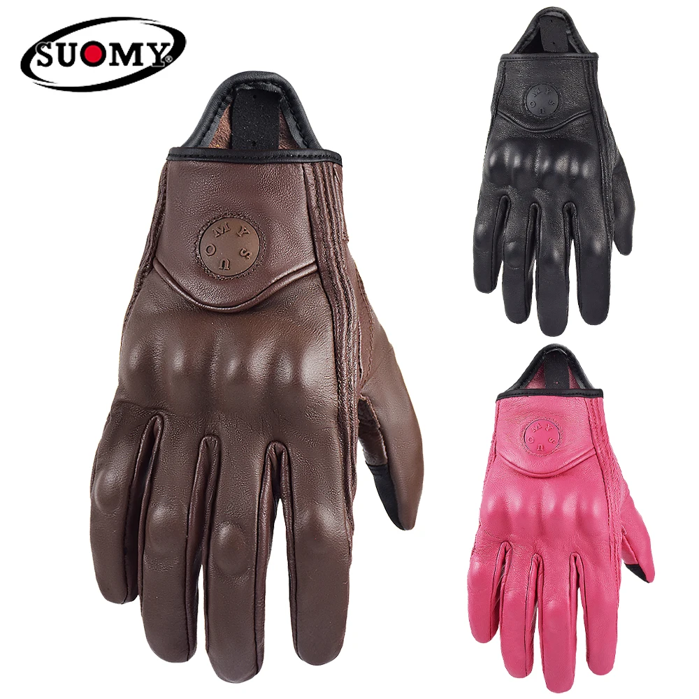 

Men Women 4 Season Retro Goat Leather Motorcycle Gloves Driving Supertech Racing Glove Motorbike Racing Bike Knight Guantes Moto