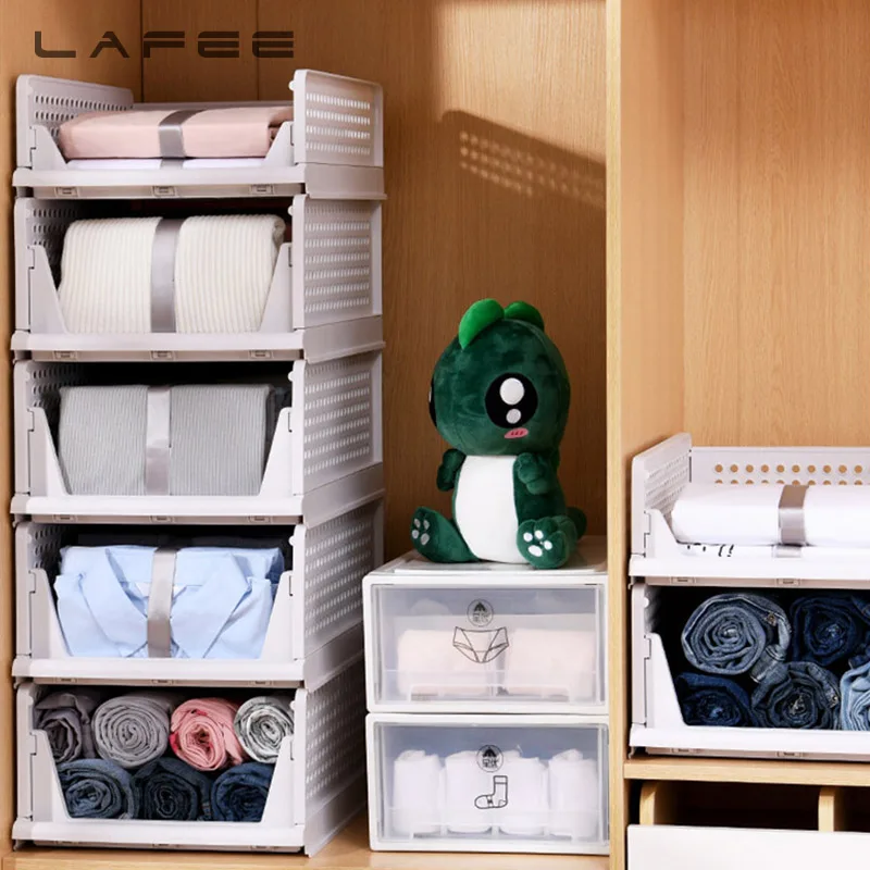 

Layered Wardrobe partition storage rack drawertype foldable cabinet stackable closetorganizer interspace shelf clothes organizer
