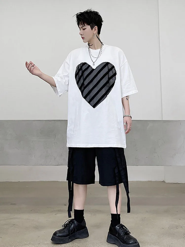 

T-shirts Love Pattern Summer Online Celebrity Man Loose Casual Short Sleeve T-shirt Men's Fashion Tops Tees Shirts Male Tshirt