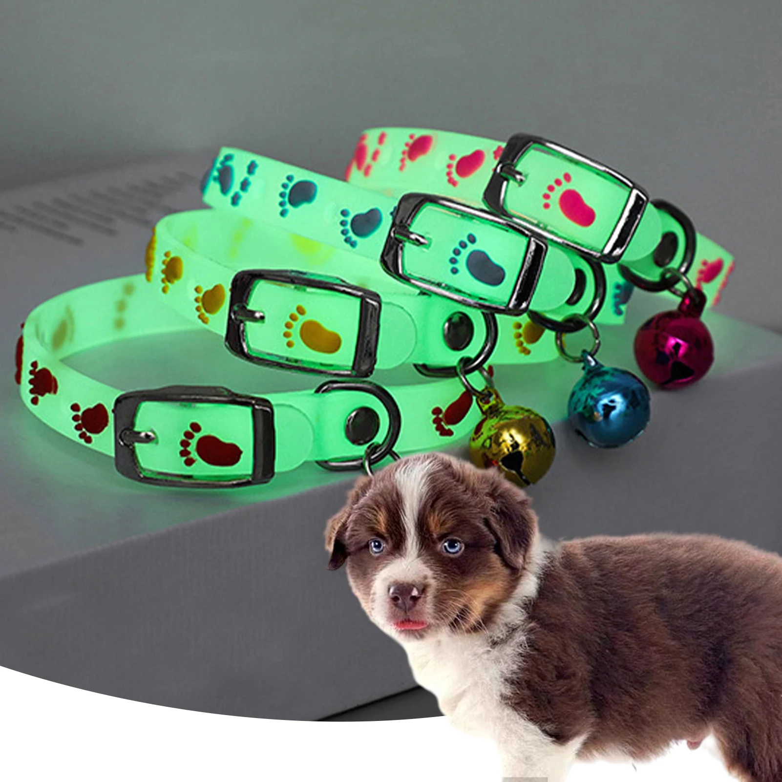 

Pet Glowing Collars with Bells Dog Cats Luminous Collar Light Up at Night Anti-Lost Dog Cat Glowing Necklace Pets Supplies