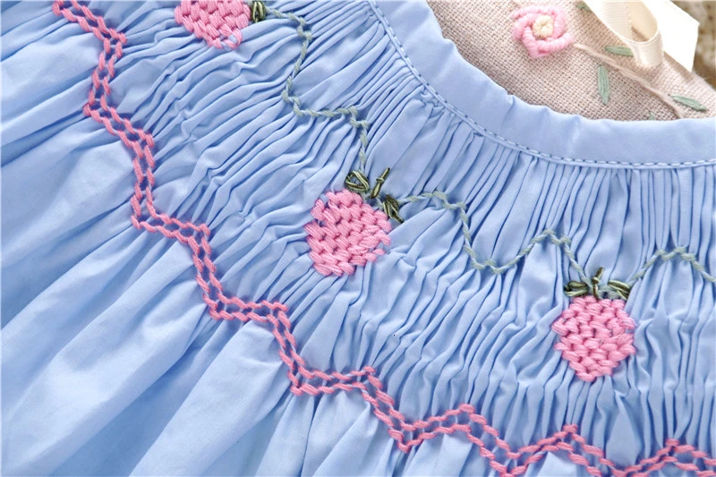 summer smocked dresses for girls dress bishop handmade embroidery princess wedding pink boutiques children's clothing L19112750 | Детская