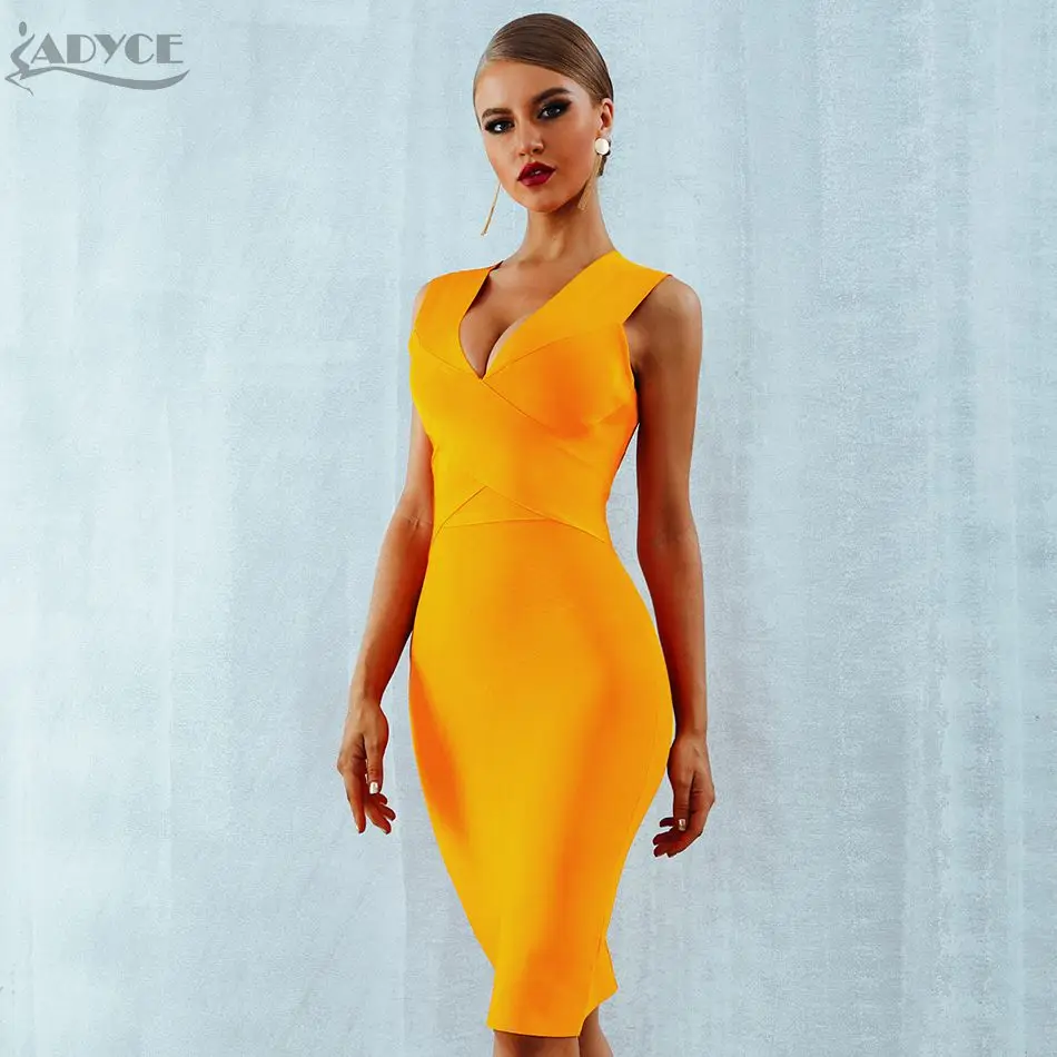 Женское вечернее платье ADYCE небесно голубого цвета облегающее без рукавов с