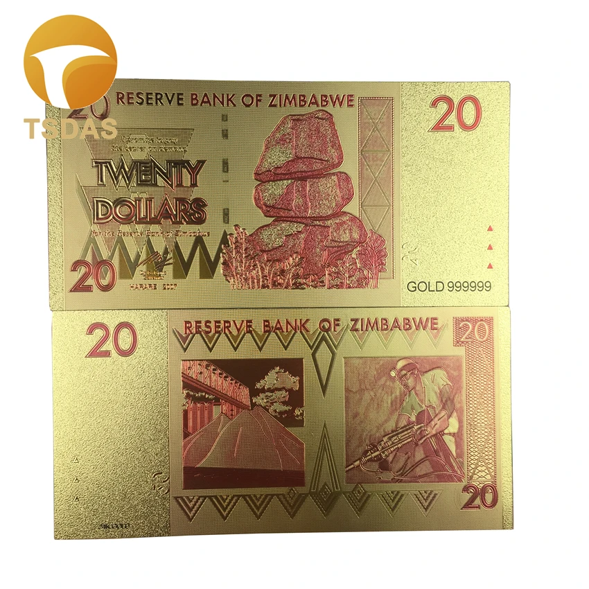 Модные банкноты для банкнот 10 шт./лот 24k позолоченные 20 долларов золота