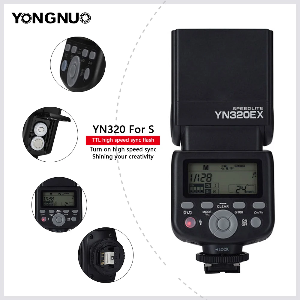 Вспышка Yongnuo YN320EX для камеры высокоскоростная вспышка с ведомым элементом TTL 1/8000s