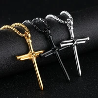 vintage punk cross pendant necklace cool street style hip hop stainless steel cross necklaces for men women chain jewelry gift