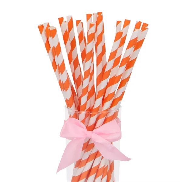 Orange stripe 1 Набор, 125 шт/250 шт, цветные бумажные соломинки с ананасом, соломинки для питья, летний праздничный декор для напитков, декор для дня рождения - Цвет: Orange stripe