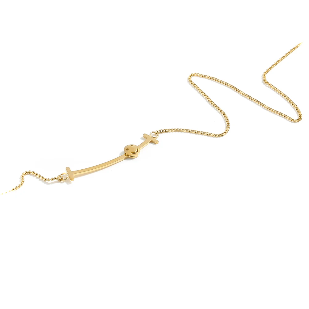 Женское Ожерелье YMYW Золотистое из титановой стали со смайликом | Украшения и