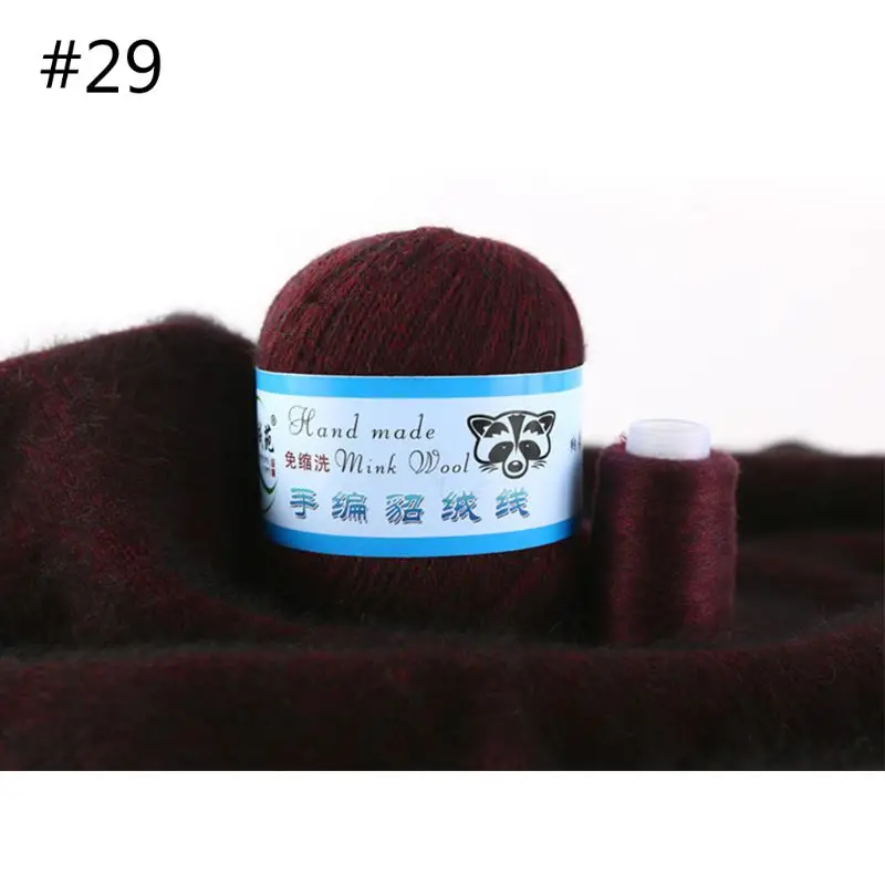 29 50g Soft Mink Wool Yarn Hand-knitted Luxury Cashmere Crochet Knitted Crochet Knitting Scarf M0XD - Color: 29
