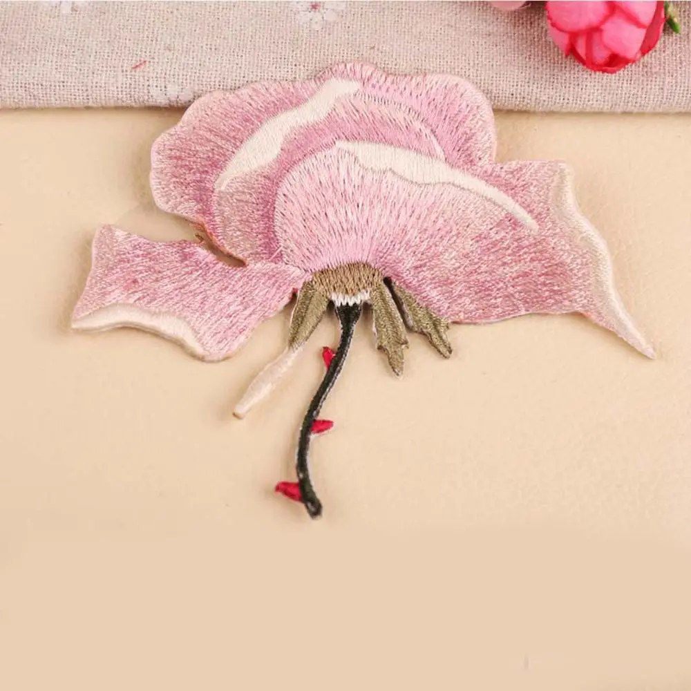 1pc Flower Embroidery Patches Iron On Sew Fabric Sticker Rose Shape Clothes Decor Appliques Craft Sewing Accessories | Дом и сад
