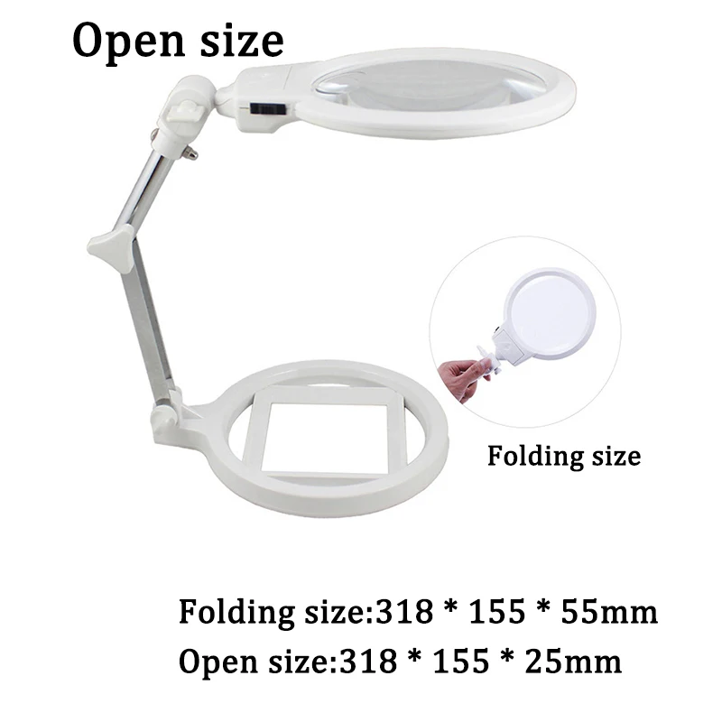 Чтения увеличительное Стекло с светодиодный светильник складной 3 в 1