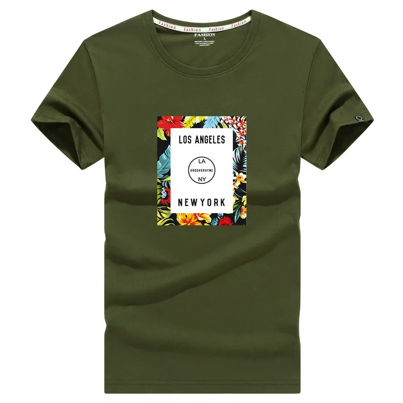 

Летняя мода 2021, Мужская футболка с круглым вырезом, Повседневная Свободная Хлопковая мужская футболка с коротким рукавом, Мужская футболка ...