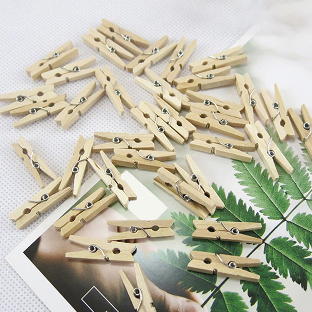 

100PCS 25mm,35mm,45mm Clothes Pegs Mini Wooden Paper Photo Clips Clothespins Wood Clamps For Storage Supplies Wooden Clips