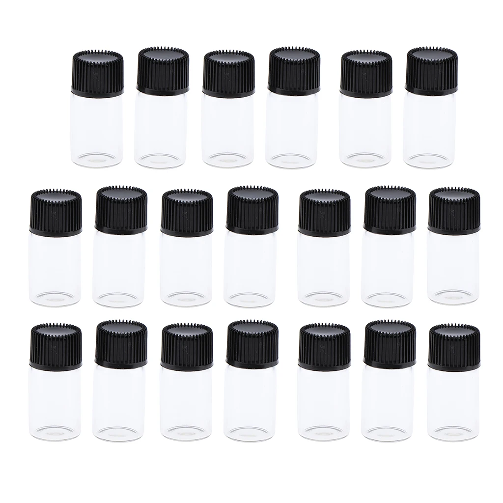 20 Packs 3ML Clear Glass Vials with Plastic Cap for Essential Oils Aromatherapy Fragrance Serums | Красота и здоровье