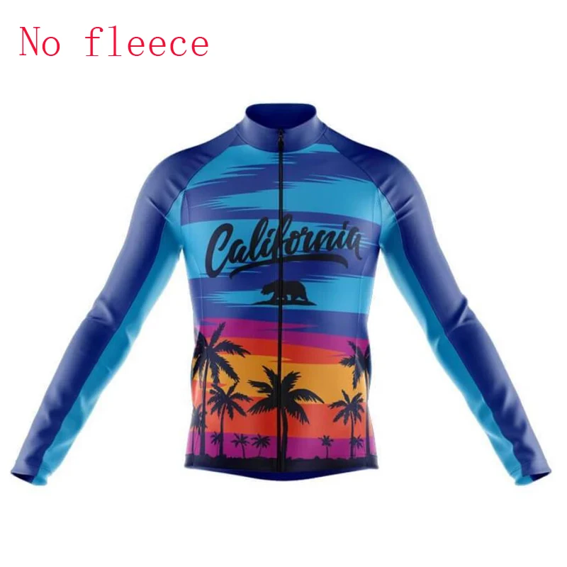 California новая команда Велоспорт Джерси с длинным рукавом зимний теплый флис и без