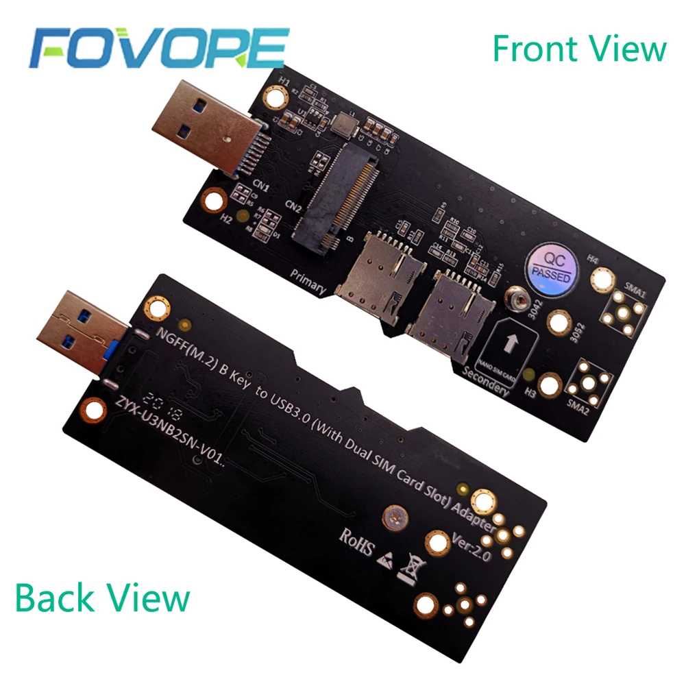 NGFF M.2 к USB 3 0 адаптер карты расширения с двойной слот для карт NANO SIM WLAN/LTE 3G/4G/5G модуль