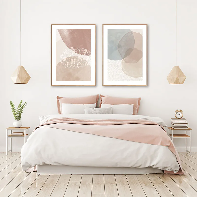 

Abstract Pink Blue Watercolor Canvas Painting Scandinavian Wall Art Poster and Nordic Minimalist Living Room Home DecorPrint