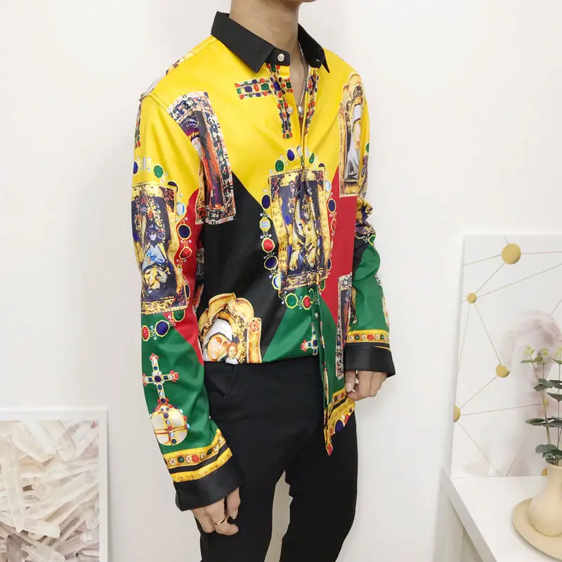 Мужские Цветочный принт Вечерние Выпускные рубашки класса люкс в стиле барокко