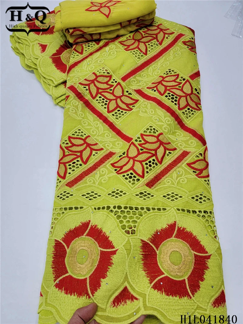 

H&Q newest french dry lace fabric with stones high quality 100% cotton swiss voile laces in switzerland for sewing party dress