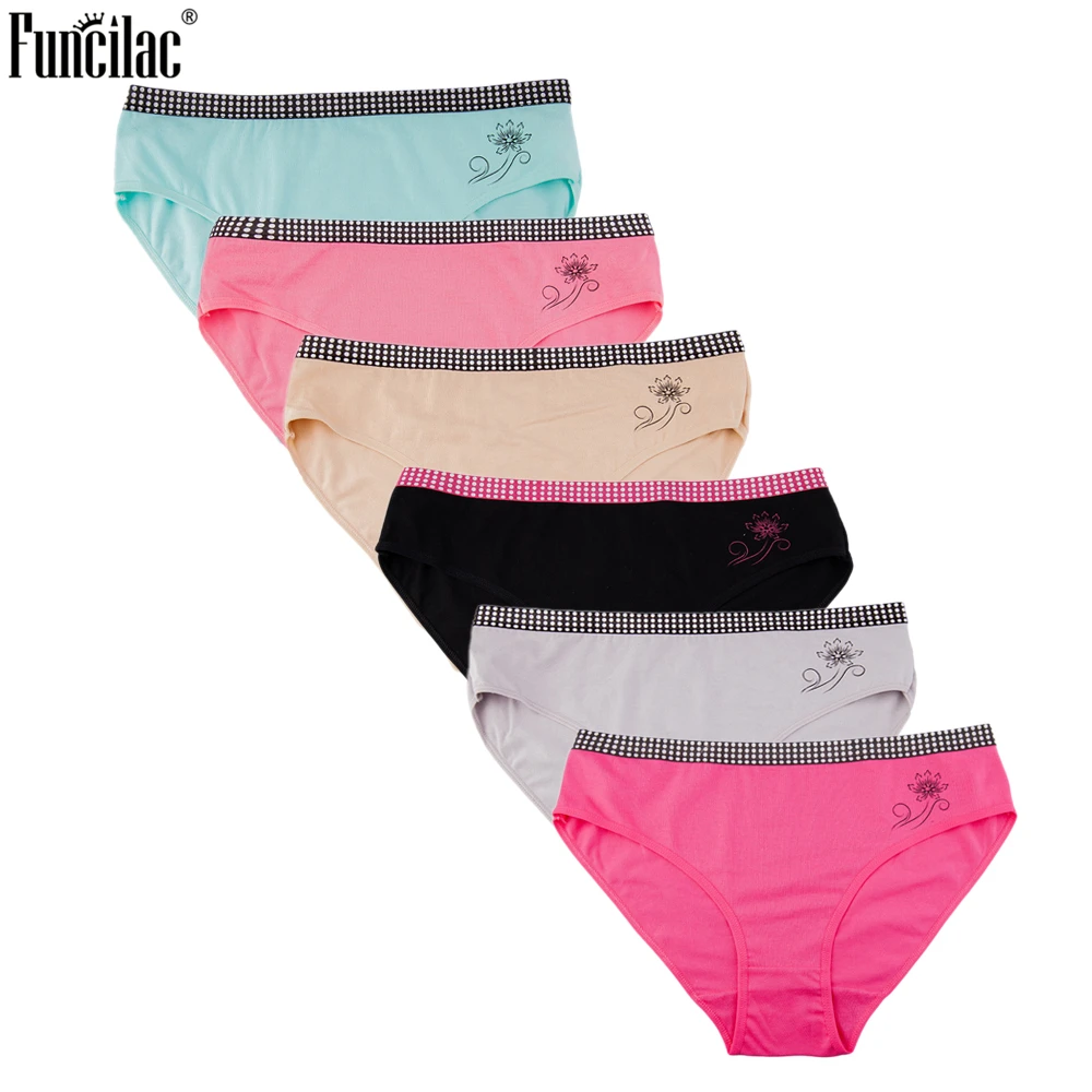 FUNCILAC женское сексуальное нижнее белье хлопок средняя талия цветочный принт