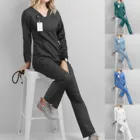 Костюм медицинский женский с длинным рукавом и V-образным вырезом