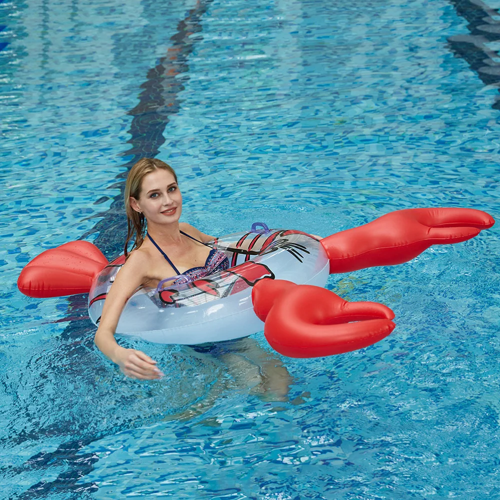 

Lobster Swim Ring Air Inflation Funny Creative Water Swim Ring for Woman Man (160x95x90cm)