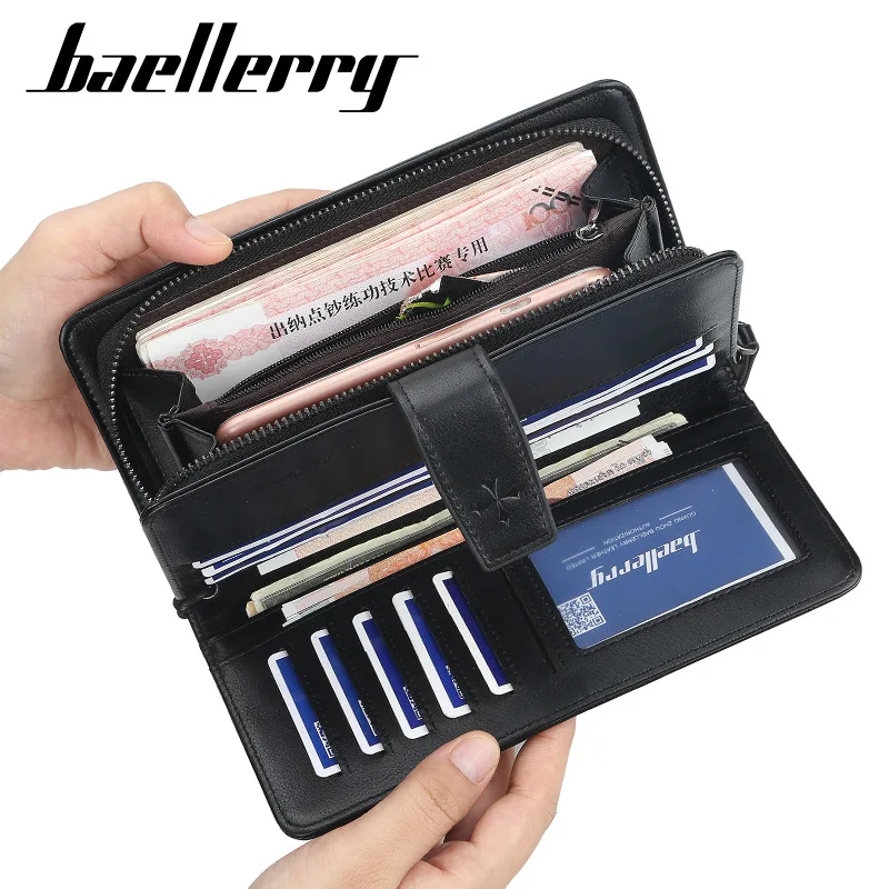 Baellerry Роскошные Брендовые мужские кошельки длинный мужской кошелек мужской клатч кожаный на молнии мужской деловой бумажник мужской кошелек монета