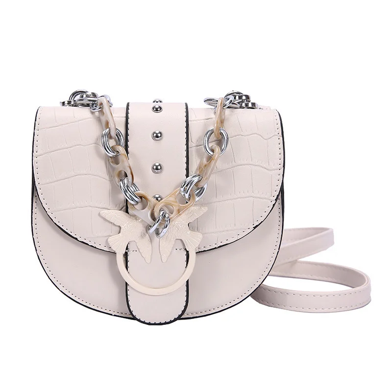 

2021 new soft leather Dionysus women's bag fashion rivet swallow bag simple foreign style texture cross link chain small square