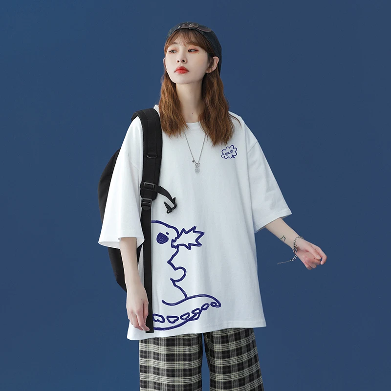 

Summer Top Korean Style Sweatshirt Harajuku Oversize White T-shirt Kawaii Anime Plus Size Women Tops Goblincore Stranger Things