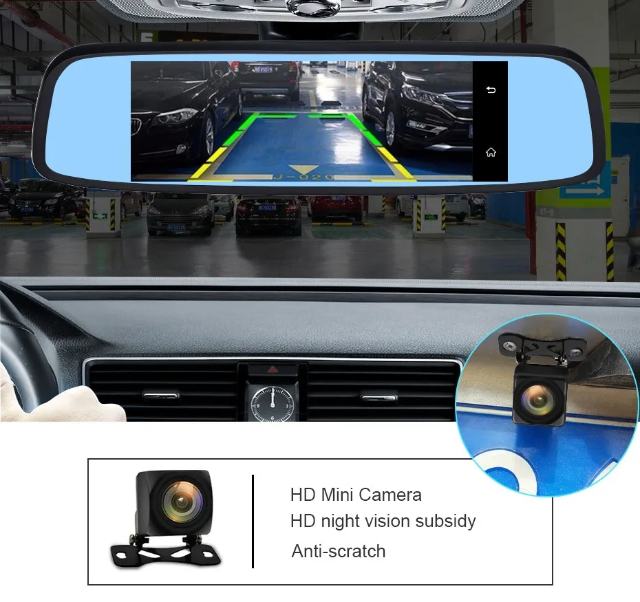 4G Android 2GB ram Автомобильный видеорегистратор Камера с двумя объективами ADAS gps навигатор 1080P удаленный монитор зеркало заднего вида dvr рекордер E09