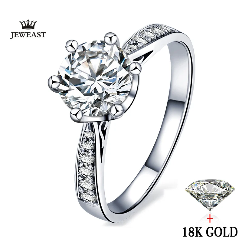 Женское кольцо с натуральным бриллиантом элегантное обручальное 18 К белое