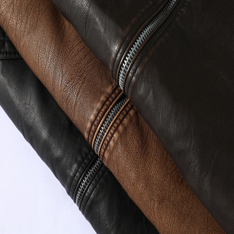 

New Motorcycle Biker Leather Jackets Autumn Winter Fleece Men Leather Jackets Coats Fashion Men Locomotive Jacket Brand Clothing