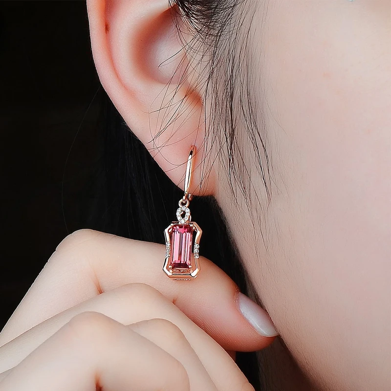 HuiSept Fashion Silver 925 Earrings Jewelry Rectangle Shape Ruby Zircon Gemstone Drop for Women Wedding Party Wholesale | Украшения и