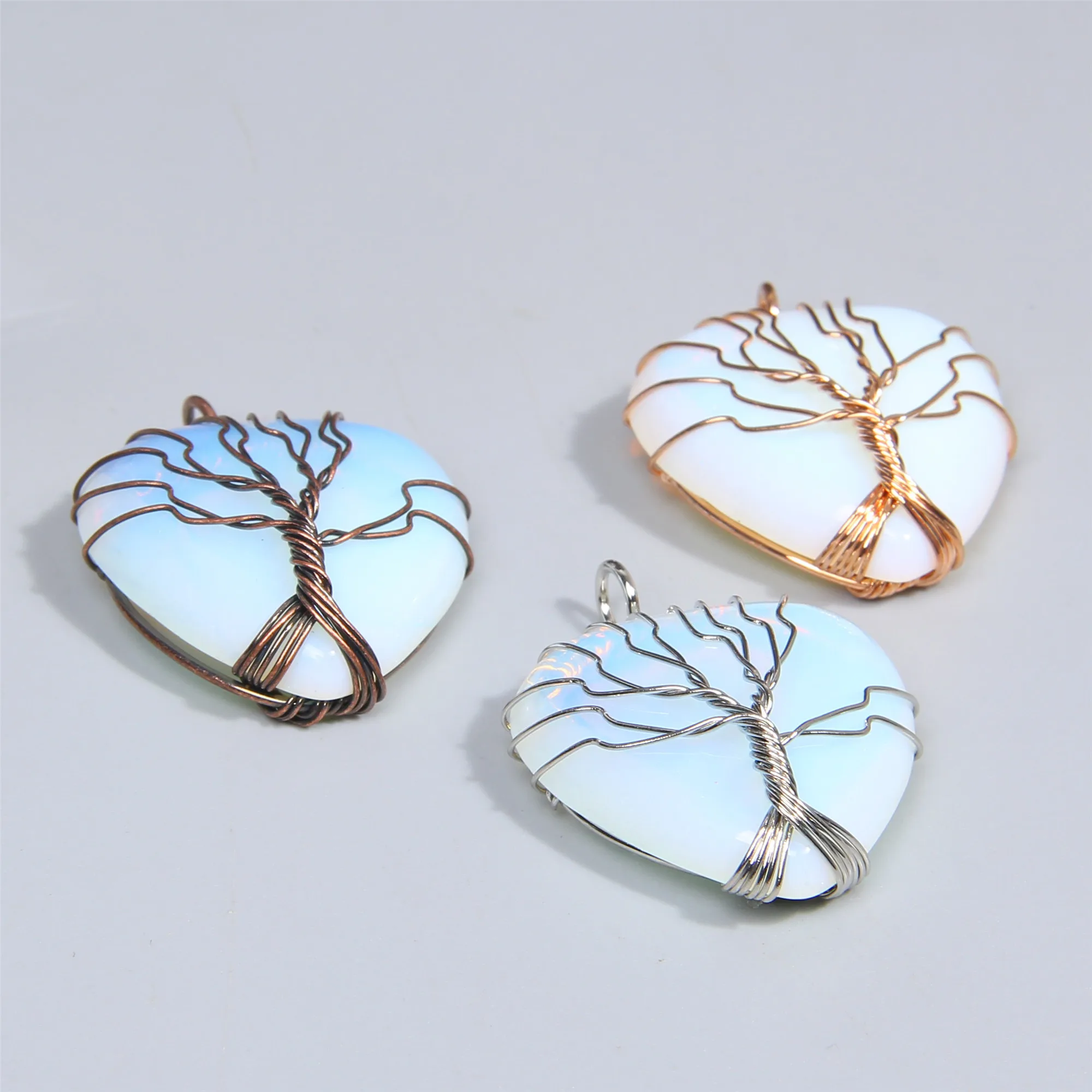 Ожерелье из белого опала 1 шт. подвеска драгоценного камня в виде сердца для