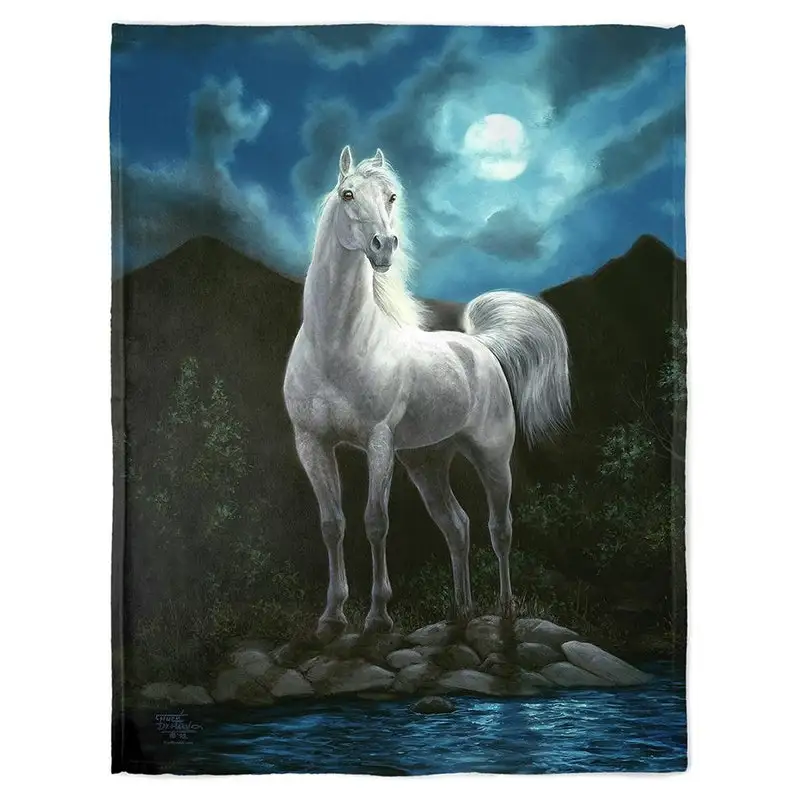 

Одеяло лошади, плед с лунным светом, настенный, домашний декор, тканевый постер