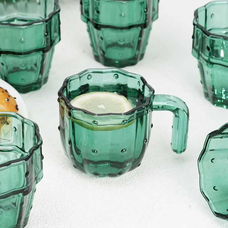 

6 pieces of electroplated colorful cactus glass water cup set simple tea cup household glass cup