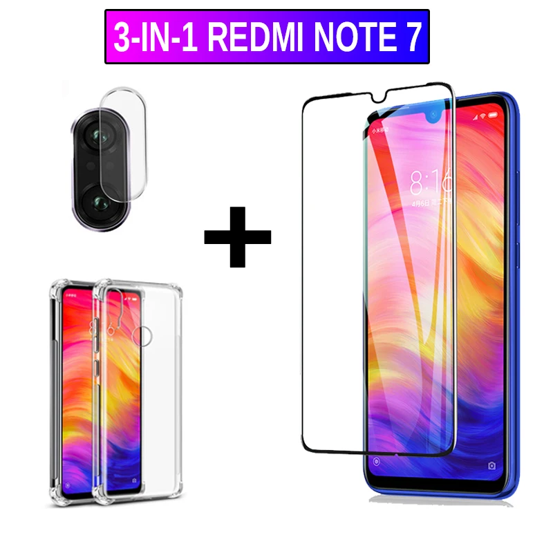 3 в 1 Камера Протектор экрана из закаленного стекла для Xiaomi Redmi Примечание 7