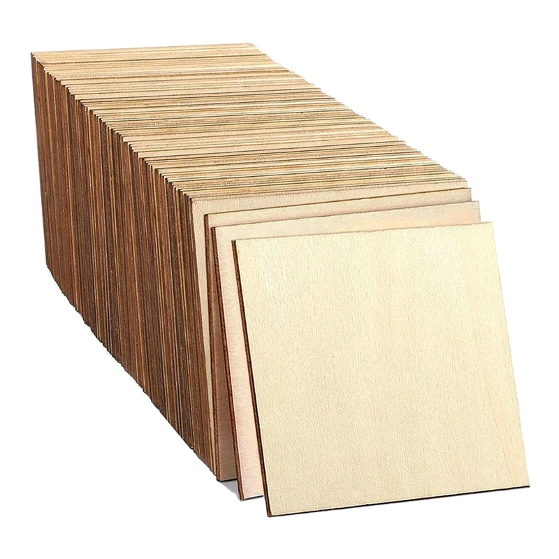 

72 Pcs Unfinished Squares Blank Wood Pieces 4 Inch,for Coasters,DIY Crafts,Painting,Writing,Staining and Decorations