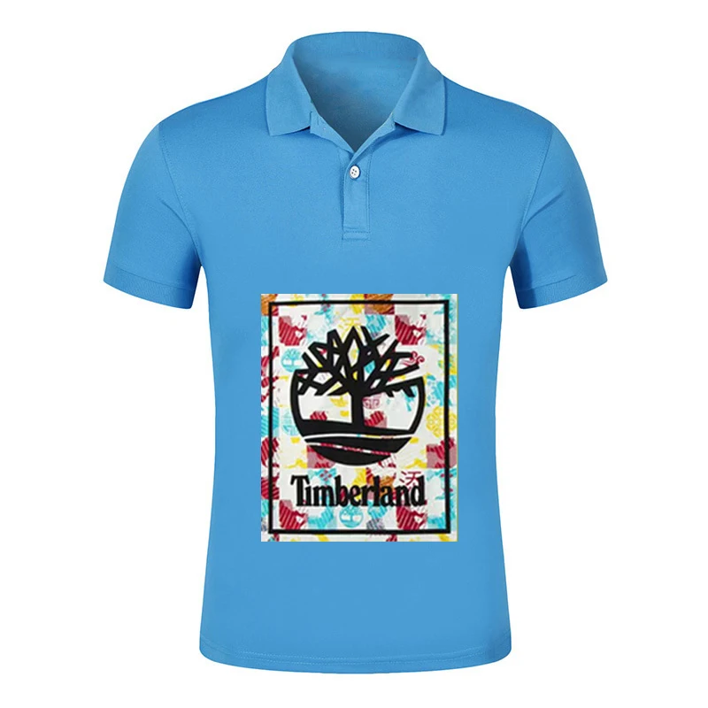 

2021summer Brand printing short-sleeved polo shirt men's business lapel fashion casual slim breathable letters British couple